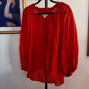 Maeve Red Linen Blouse